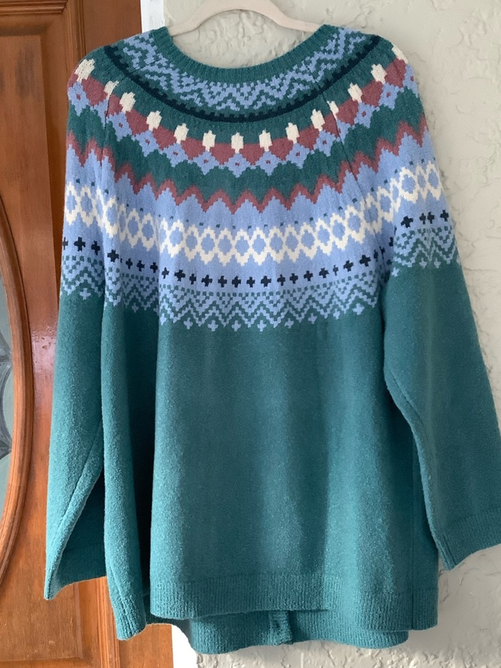 Coldwater Creek Teal Fair Isle Button-Front Cardigan - Picture 4 of 6